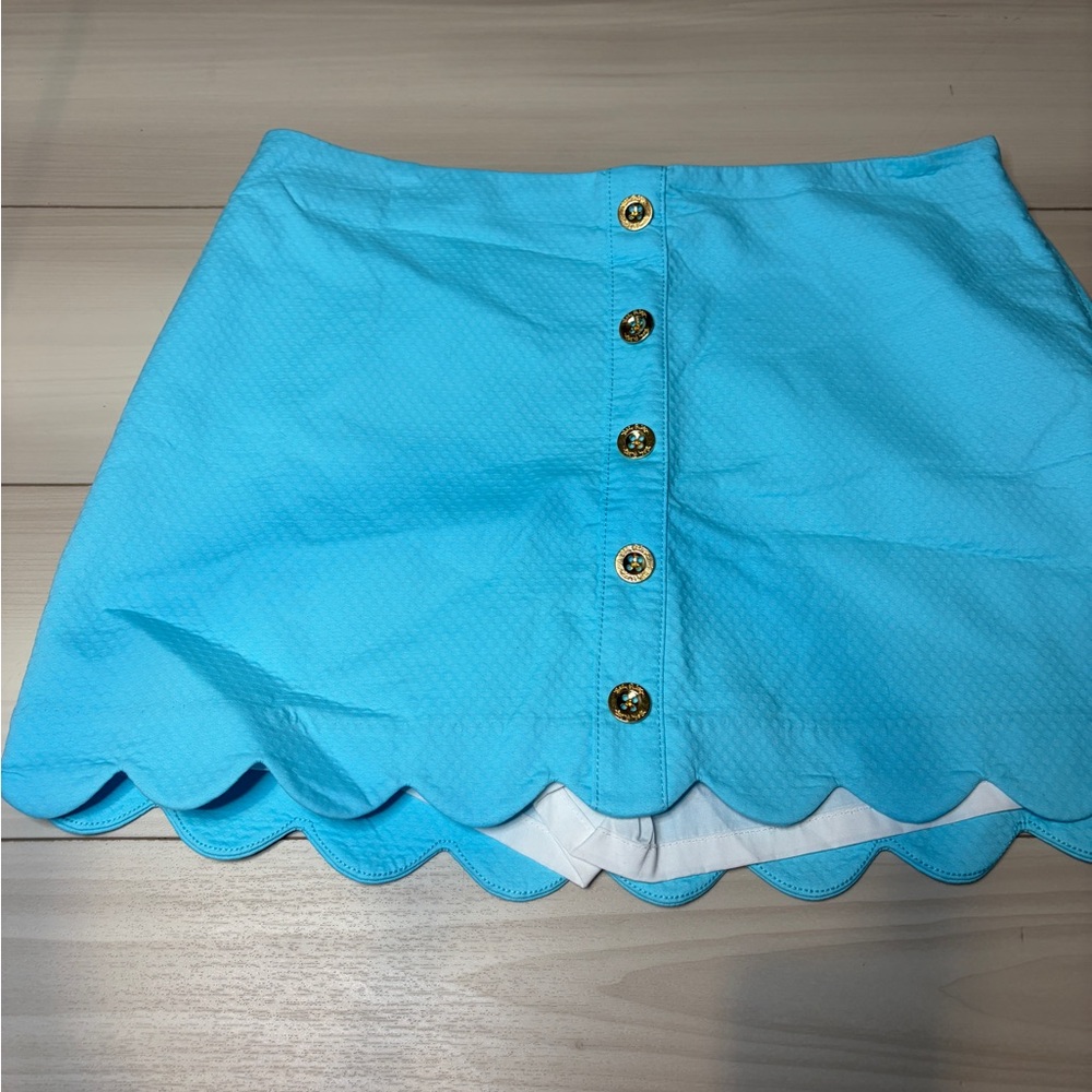Lilly Pulitzer Turquoise Scalloped Mini Skirt
